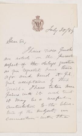 Letter, 30 July 1889