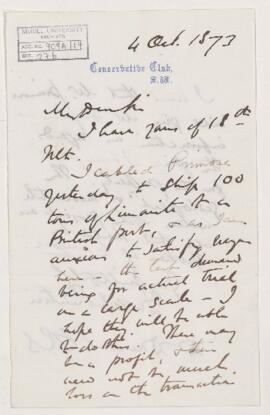 Letter, 4 October 1873