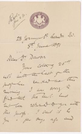 Letter, 8 June 1891