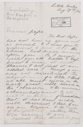 Letter, 29 August 1884