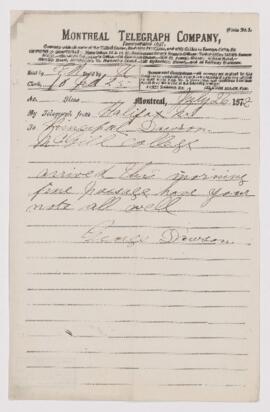 Telegram, 26 July 1872