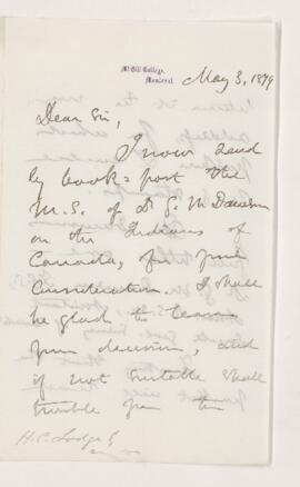 Letter, 3 May 1879