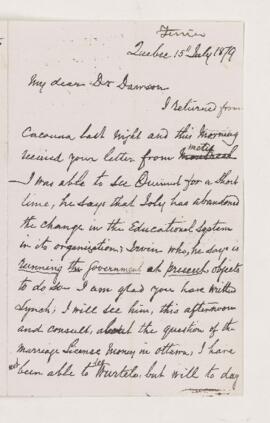 Letter, 15 July 1879