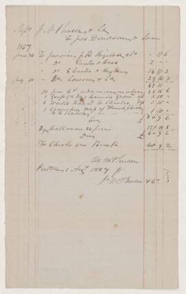 Account, 1 August 1857