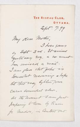 Letter, 7 September 1899
