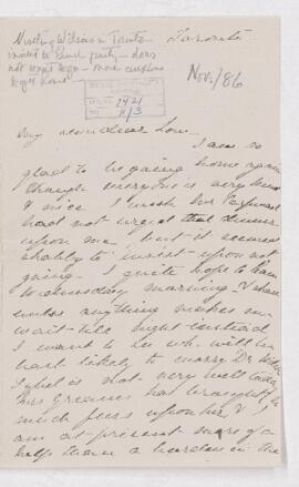 Letter, November 1886
