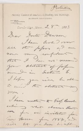 Letter from F.W. Putnam