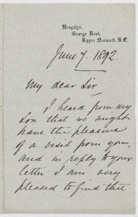 Letter, 7 June 1892