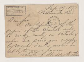 Postcard, 27 September 1877