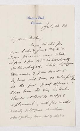 Letter, 12 July 1896