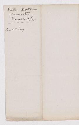 Letter from William Kersteman to B.J. Harrington, written from Toronto.