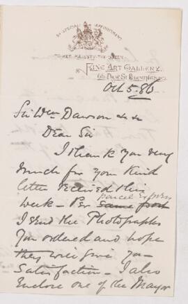 Letter, 5 October 1886
