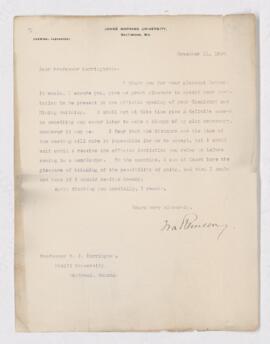 Letter from Ira Reinsen to B.J. Harrington, written from Baltimore.