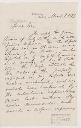 Letter, 7 March 1873