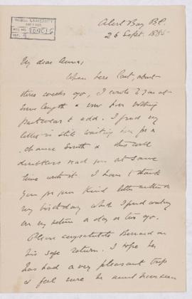 Letter, 26 September 1885