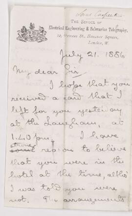 Letter, 21 July 1886