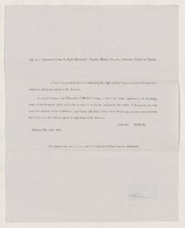 Testimonial, 15 May 1868