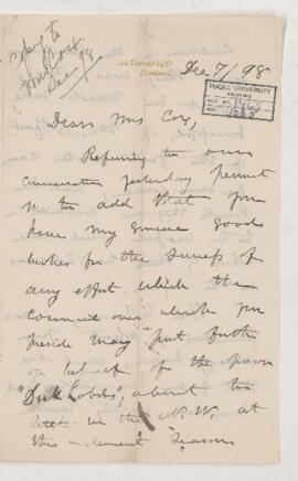 Letter, 7 December 1898