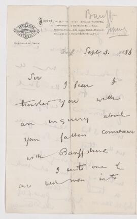 Letter, 3 September 1886