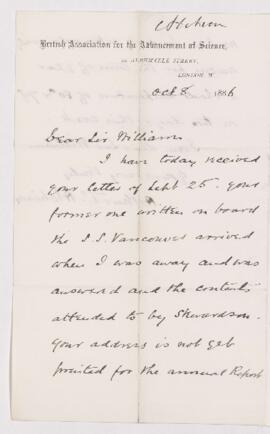 Letter, 8 October 1886
