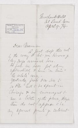 Letter, 9 April 1874