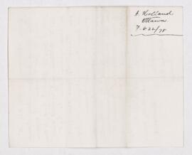 Letter from A. Holland to B.J. Harrington, written from Ottawa.
