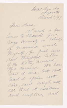 Letter, 2 March 1893