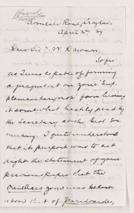Letter, 27 April 1889