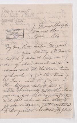 Letter, April 1874