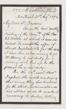 Letter, 31 August 1878