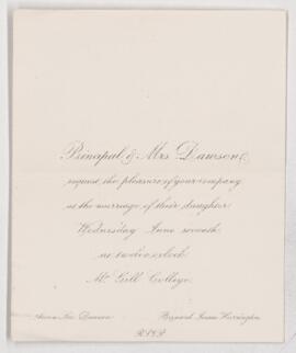 Wedding invitations, 1876