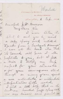 Letter, 6 September 1882