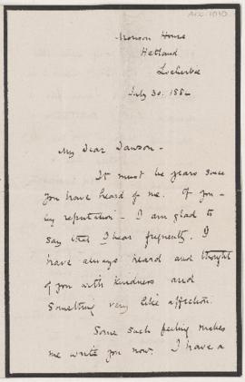 Letter, 30 July 1884