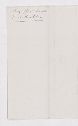 Letter from F.W. Rudler to B.J. Harrington, written from London.