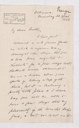 Letter, 22 April 1889