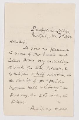 Letter, 3 November 1882