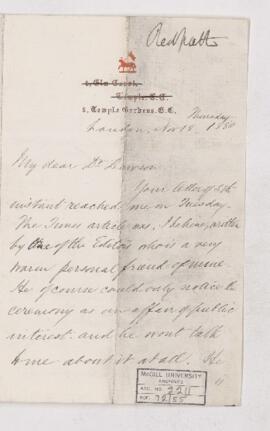 Letter, 18 November 1880