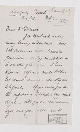 Letter, February 1880