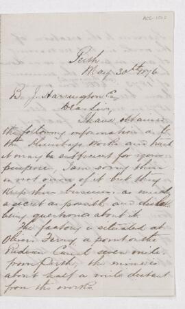 Letter from W. Davies to B.J. Harrington.