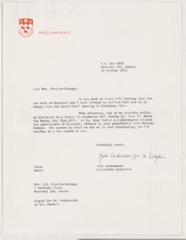 Letter, 26 October 1972