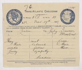 Telegram, 19 November 1899