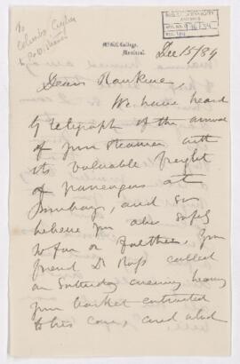 Letter, 15 December 1884