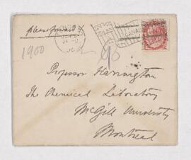 Letter from W. Lash Miller to B.J. Harrington, written from Toronto. Written on University of Tor...