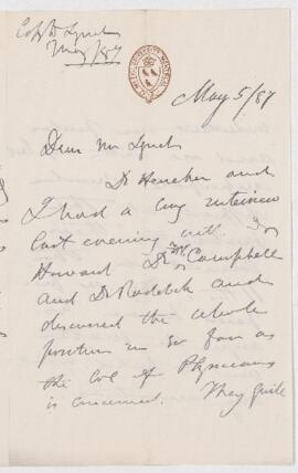 Letter, 5 May 1887