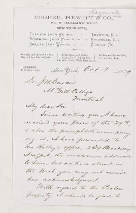 Letter, 1 October 1879