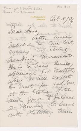 Letter, 12 October 1894