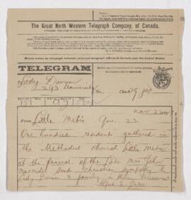 Telegram, 22 November 1899