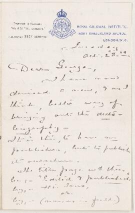 Letter, 23 October