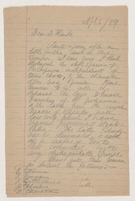 Letter, 5 April 1889
