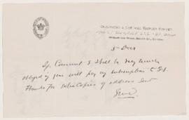 Memo, 5 December 1887